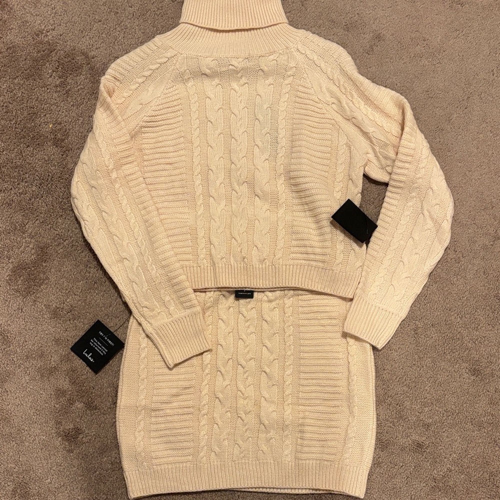 Lulu’s Cream Cable Knit Sweater Set